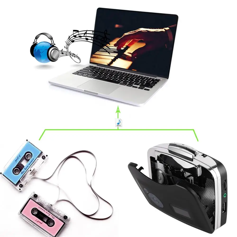 Новый USB преобразователь сигнала кассеты в MP3 музыкальный