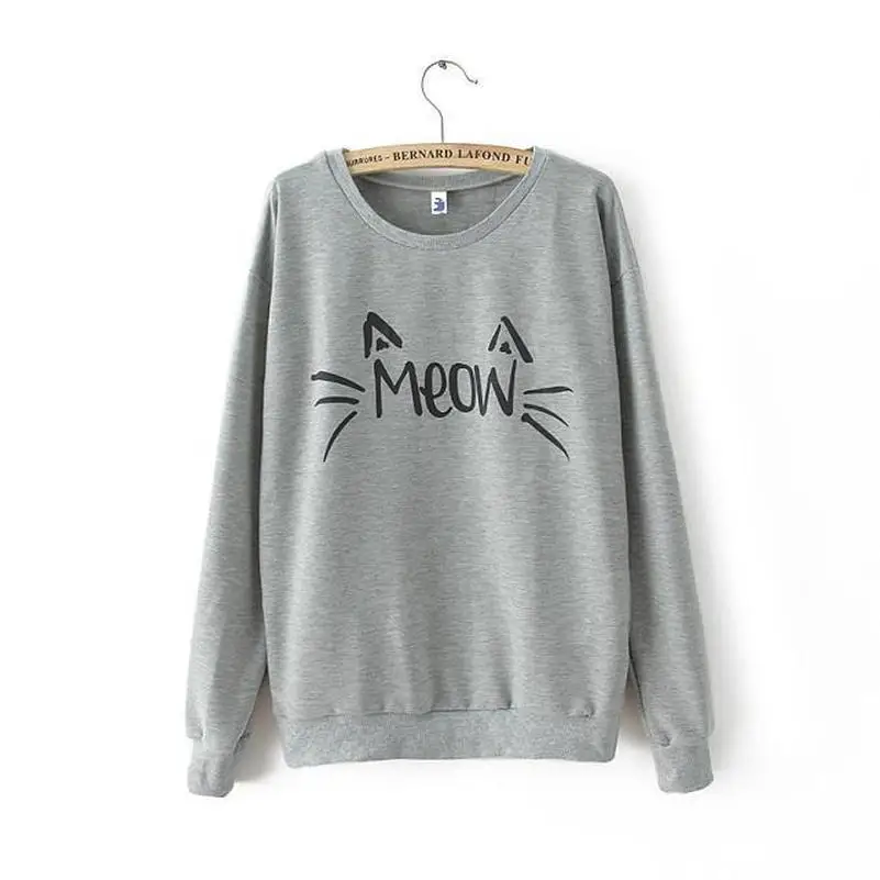 Meow Cat Ears Cute Hoodies Sweatshirts 2022 Women Casual Kawaii Harajuku New Sweat Punk For Girls Clothing Tops Korean