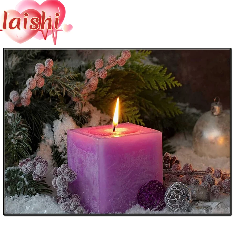 

5D «сделай сам» фиолетовые свечи, украшение для ванной комнаты, алмазная живопись, полный квадрат, круглая дрель, украшение для дома, вышивка,...