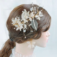 handmade beaded high end exquisite bridal headwear earrings set wedding jewelry wedding hair accessories