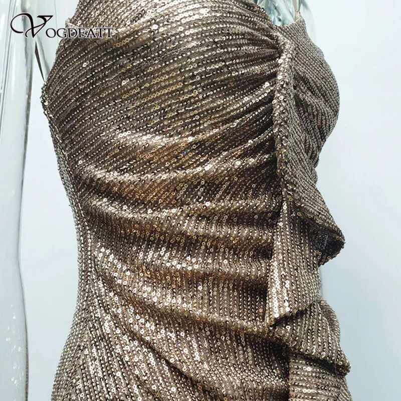 Сексуальное платье с блестками VOGDEATT Женская Мини-Клубная одежда открытой спиной