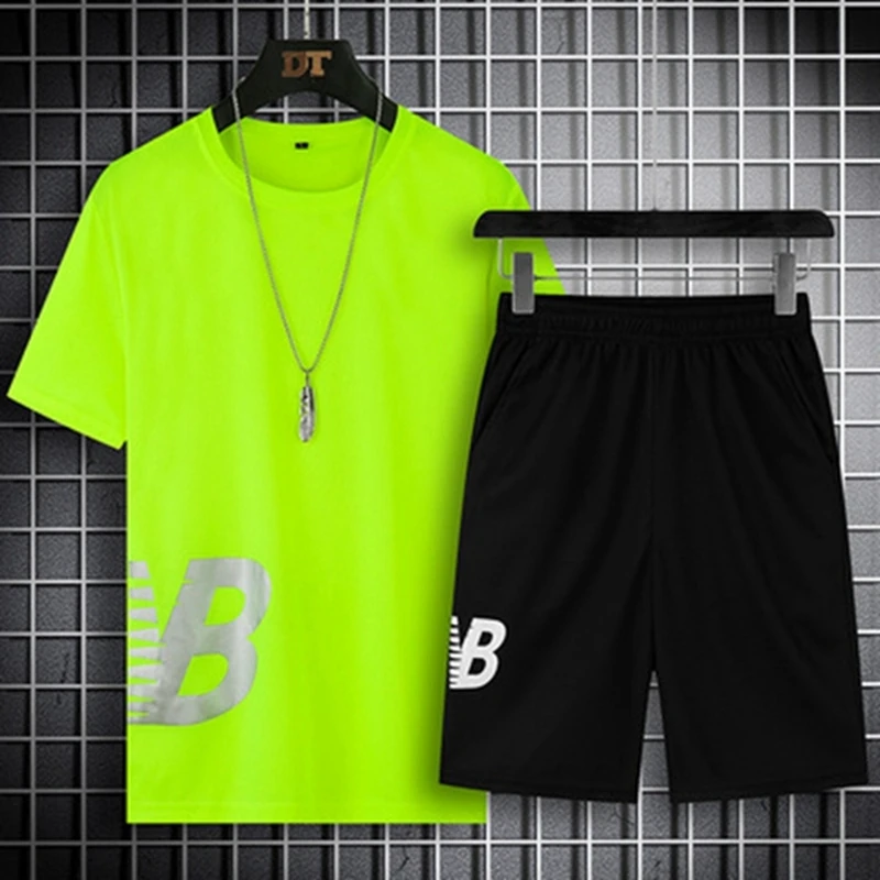 

Summer Fashion Casual Brand Men's Sportswear Track Suit 2021 Men's Sportswear Short-Sleeved T-shirt 2-Piece Set 5xL