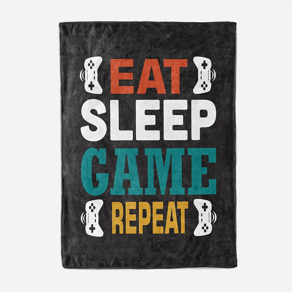 Eat Sleep Game Repeat Pad Control Printed Blanket Mat Bedspread Soft Fleece Throw Sofa Winter Cosplay | Дом и сад
