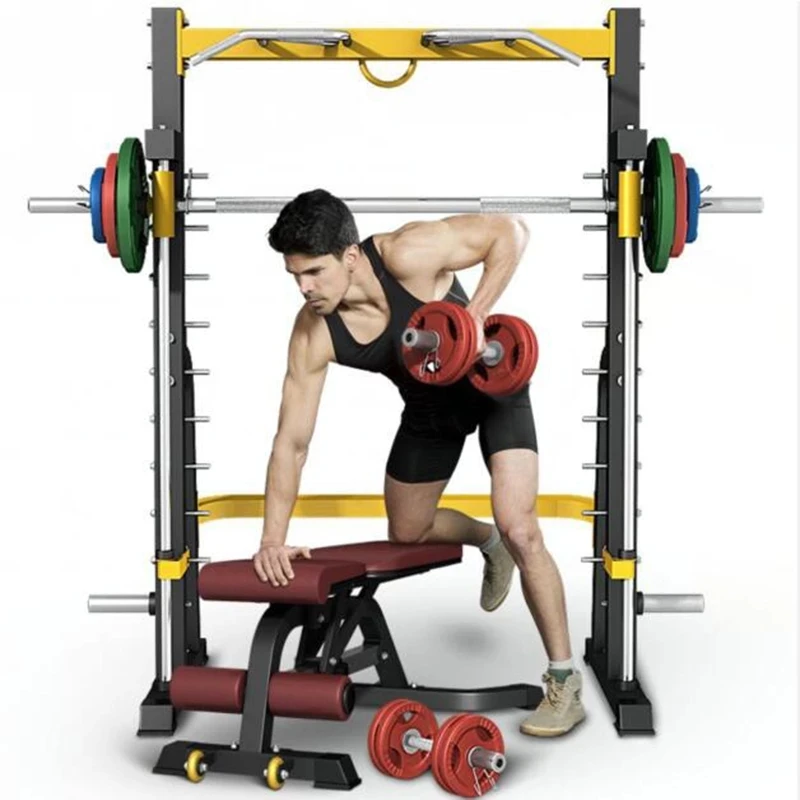 

Squat Rack Equipment Bench Press Home Fitness Barbell Shelf Multifunctional Smith Machine Gym Frame Gantry Weightlifting Bed