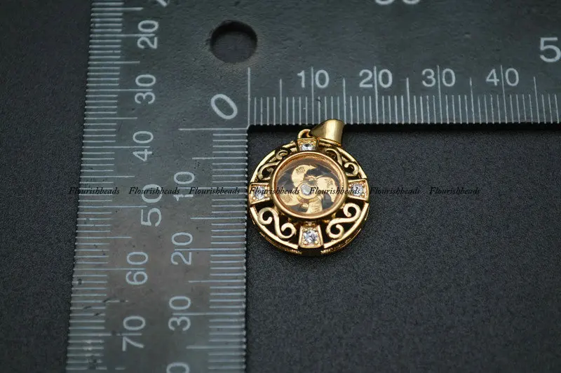 

CZ Beads Inlaid Round Rotatable Windmill Shape Gold Plating Hollowed-out Charm Pendant Fit Bracelet Necklace Jewelry Making