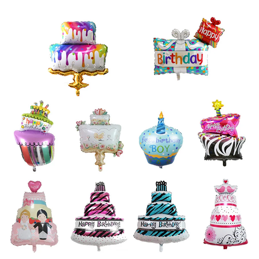 

1pcs Birthday Cake Aluminum Foil Balloons Flower Rainbow Cake Balloon Wedding Supplies Kids Birthday Party Decor