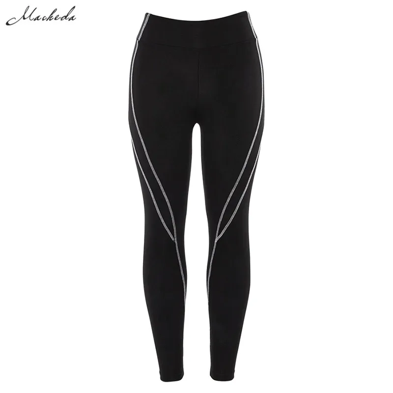 Macheda Новые женские эластичные сексуальные черные леггинсы с высокой талией