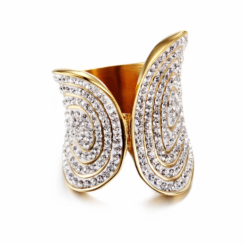 Dicotic уникальный дизайн полный белый циркон золото/цвет нержавеющая сталь женщина