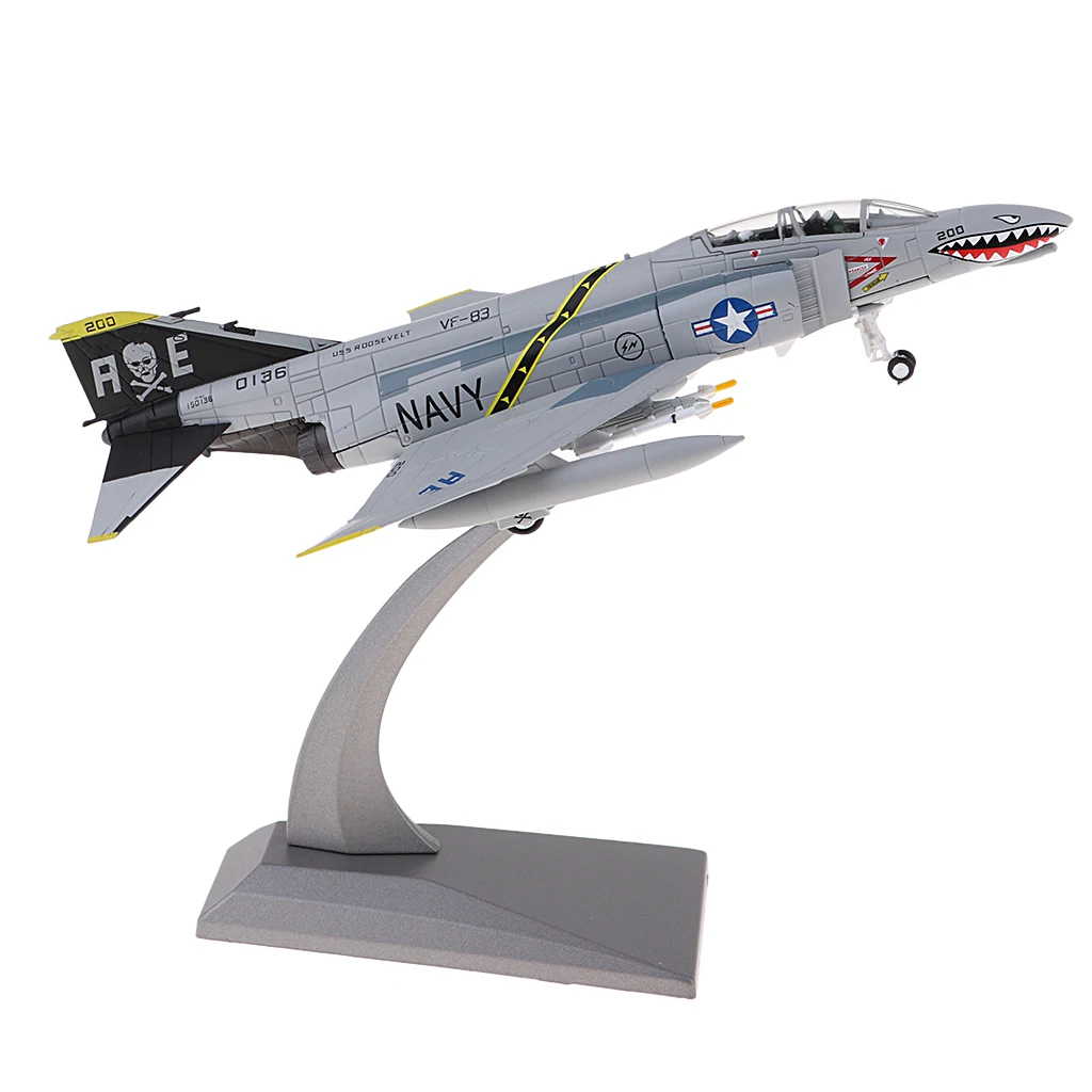 F-4 de combate a escala 1/100, Phantom II, Ataque, modelo de Metal fundido a presi&oacute;n y soporte-4