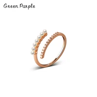 real 925 sterling silver natural pearl zircon open finger rings minimalism for women chic party wedding christmas jewelry gifts