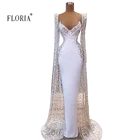 Женское свадебное платье с длинным рукавом, с кружевом и бисером