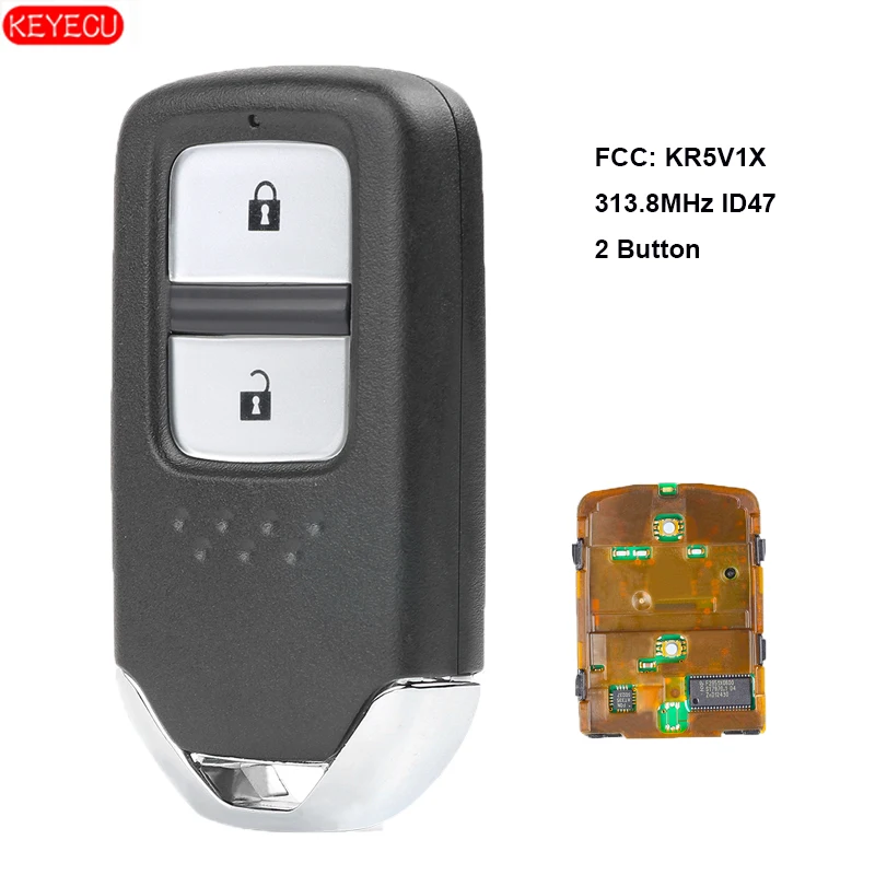 Keyecu Смарт Замена дистанционного брелока 2 кнопки 313,8 МГц ID47 для Honda Accord+ FCC: KR5V1X