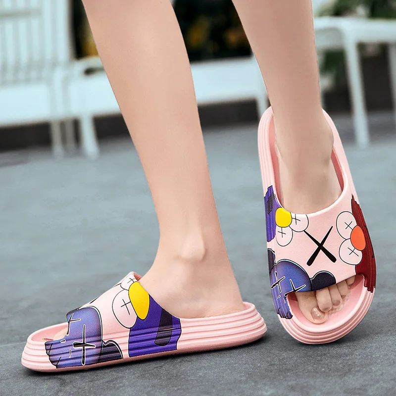 

House Slippers Platform Shoes Slides Low Massage Summer Flat Fabric Rubber Rome PU Basic Hoof Heels Flat Shoes Female Ladies' Sl