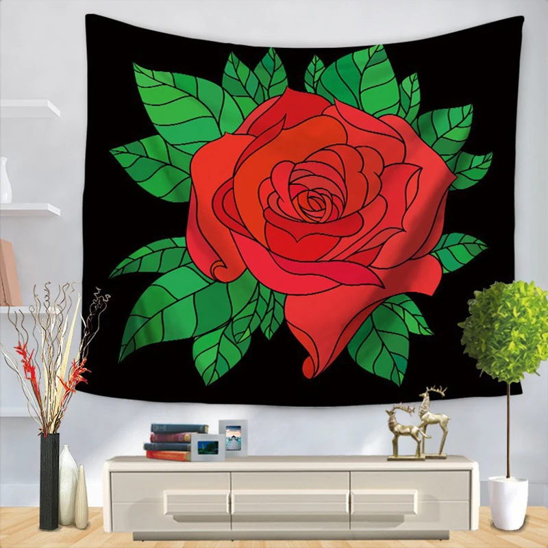 Гобелен Мандала хиппи в богемном стиле Настенная вышивка розы цветной