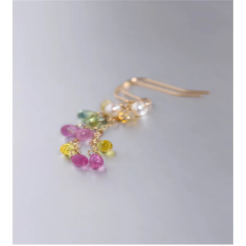 DMBS024 граненые сапфировые серьги женские драгоценные камни из натурального