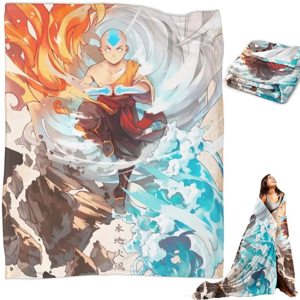 

Аватар, Последний Воздушный Бандер Aang, аниме Флисовое одеяло, ультра-Мягкое микро светильник кое теплое пледовое одеяло (Aang, 60x50 дюймов для п...