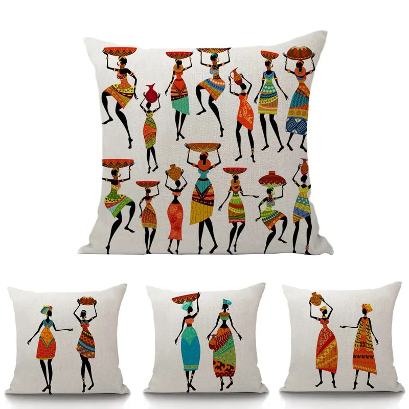 Высококачественная хлопковая льняная наволочка в африканском стиле для дивана