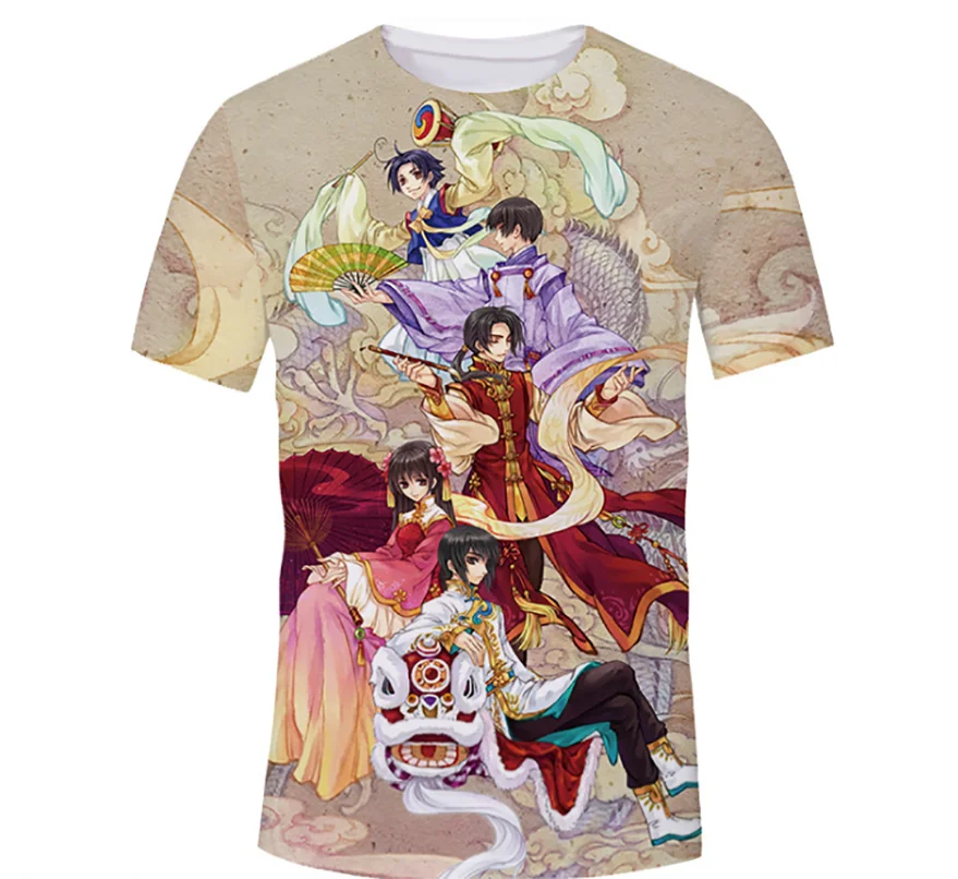 Футболка мужская и женская с принтом аниме Axis Powers повседневный модный топ