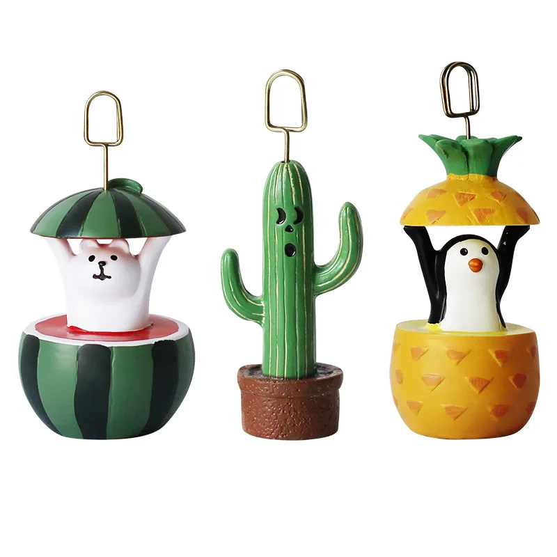 

Kawaii Fruit Animal Photo Stands Table Number Holders Place Card Paper Menu Clips for Business Card Message Note Paper Holder