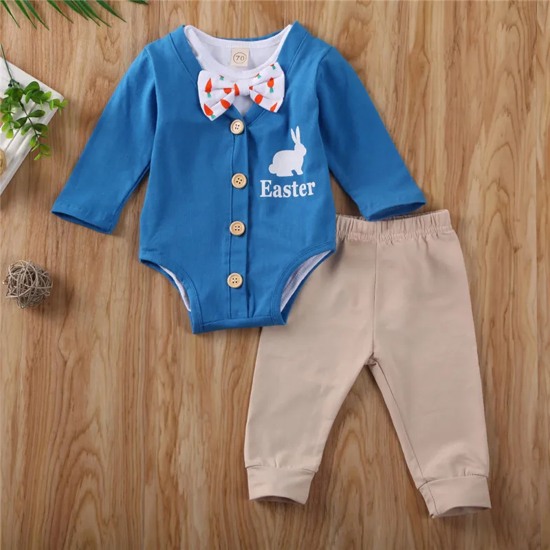 Пасхальный наряд для новорожденных мальчиков 0-24 мес. комбинезон с длинным
