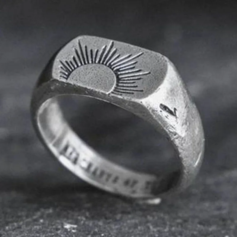 Мужское кольцо в стиле ретро восход солнца модное женское простое старое подарок