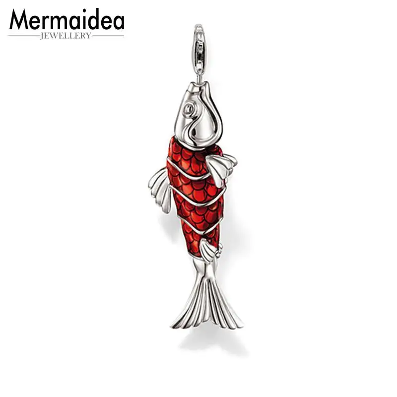 Кулон с красной рыбой Koi 2020 брендовая бижутерия Посеребренная ожерелье