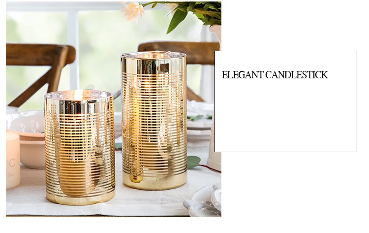 Nordic Home Decor Party Candelabra Golden Glass Candle Holders Wedding Centerpieces Decoration Streamline Process Candlestick