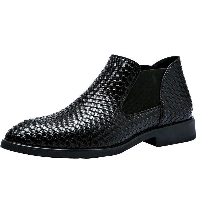 

2020 New Fashion Low Cut Crocodile Pattern PU Leather Boot Shoes Mens Slip-on Business Shoes Male Solid Color Formal Dress Shoes