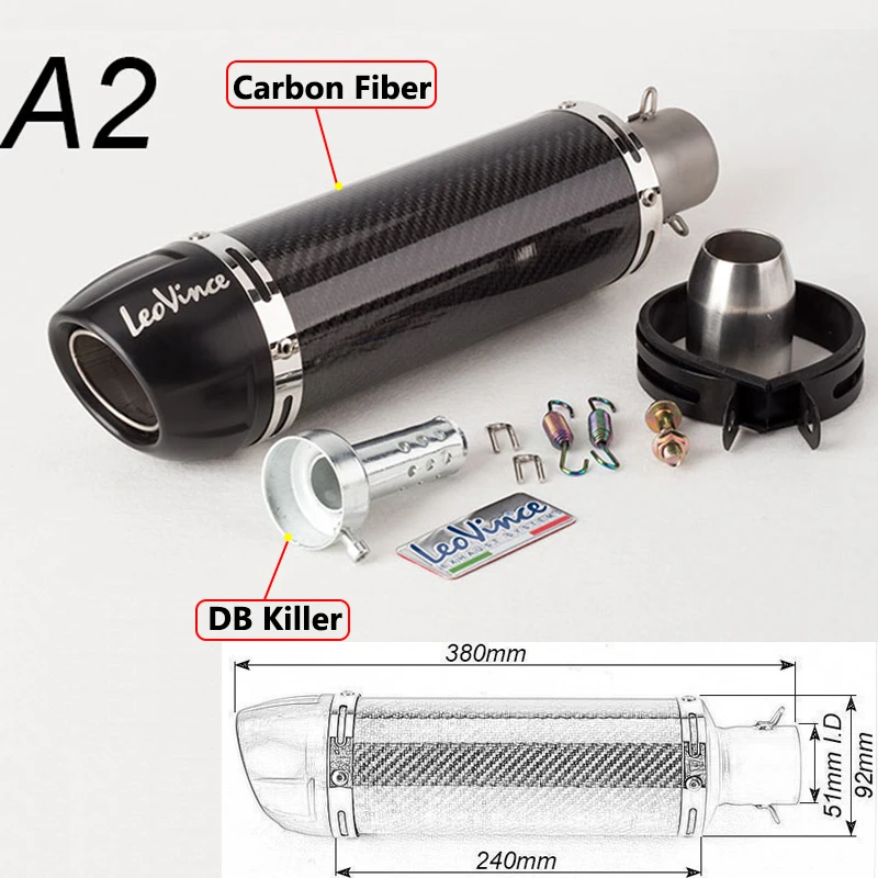Мотоцикл выхлопной 51 мм Входной Универсальный мотоциклетный глушитель из