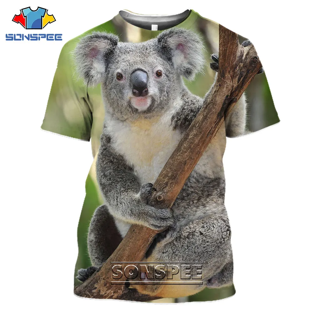 

SONSPEE 3D Paint Koala Sleep Animal Women Men's T Shirt Casual Streetwear Harajuku Hip Pop Oversized Tee Tops Clothing Shirt