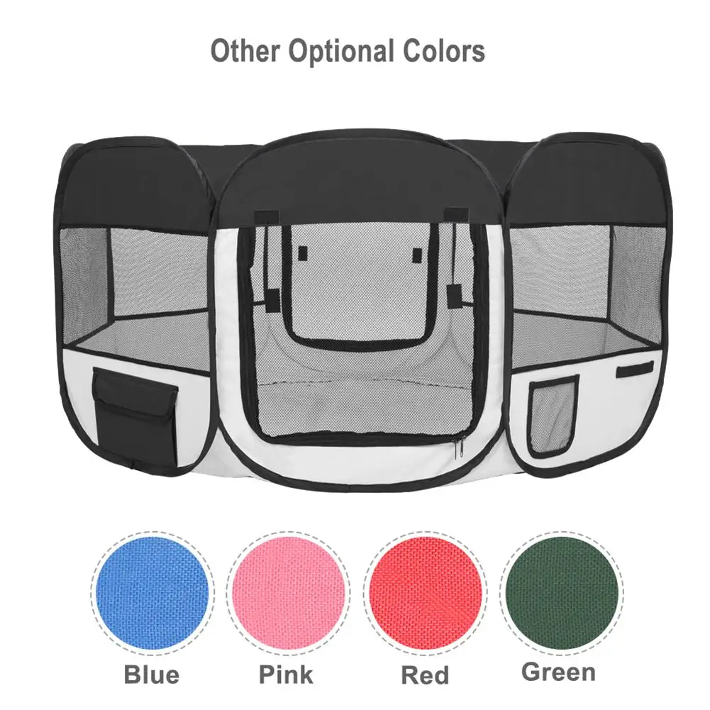 

HOBBYZOO 36" Portable Foldable 600D Oxford Cloth & Mesh Pet Playpen Fence with Eight Panels Black