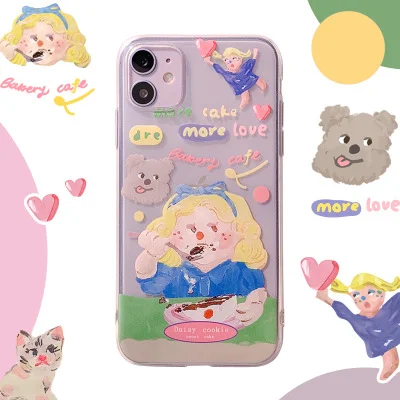

phone case mobile shell for iphone11 XR XS 7/8/SE 2020 11pro Xs 7p/8plus X/Xs 12 12pro /pro max 12mini Cute ins oil painting