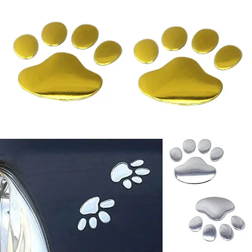 Universal 3D Car Sticker Silver/Golden ST Window Bumper Body Decal Bear Cat Dog Paw Foot DIY Car-styling Accessories |