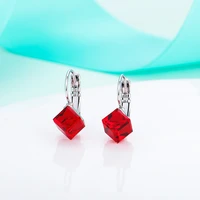 new dazzling silver color small earrings colorful austrian crystal stud earrings for women jewelry accessories gift charm