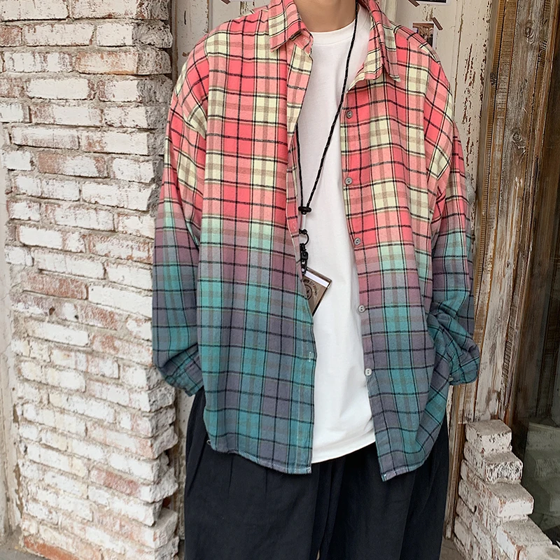 Рубашка DB60ST мужская с длинным рукавом модная повседневная в клетку хлопковая