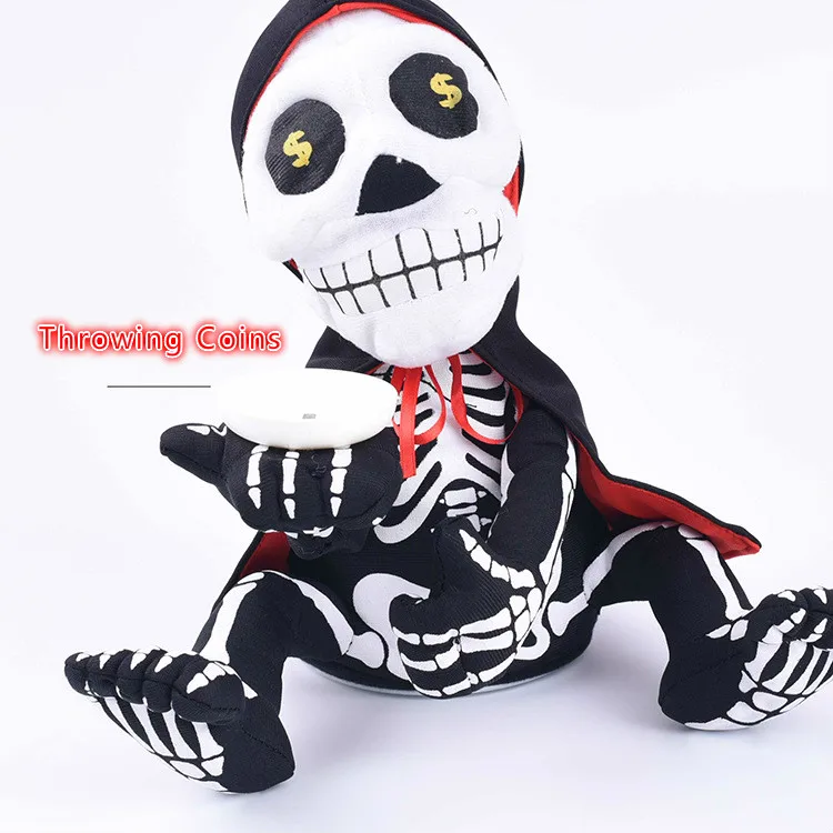 

Halloween Horrible Party Prop Asking Money Ghost Music Piggy Bank Red LED Eyes with Music Shaking body Children Party Scary toys