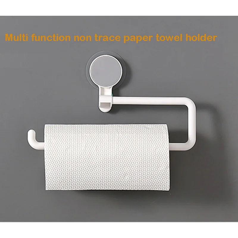 

MENEN Kitchen Roll Paper Holder Non-marking Stickers Punch-free Multi-function Shelf Bathroom Storage Towel Rack LF68006