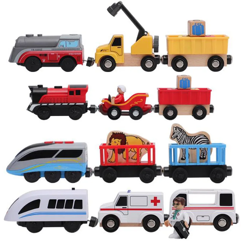Новинка, деревянный трек, Электрический поезд, магнитный автомобиль, игрушечный поезд Brio, треки, деревянный поезд, трек, железная дорога, игр... железная дорога игрушечная play smart поезд 0612