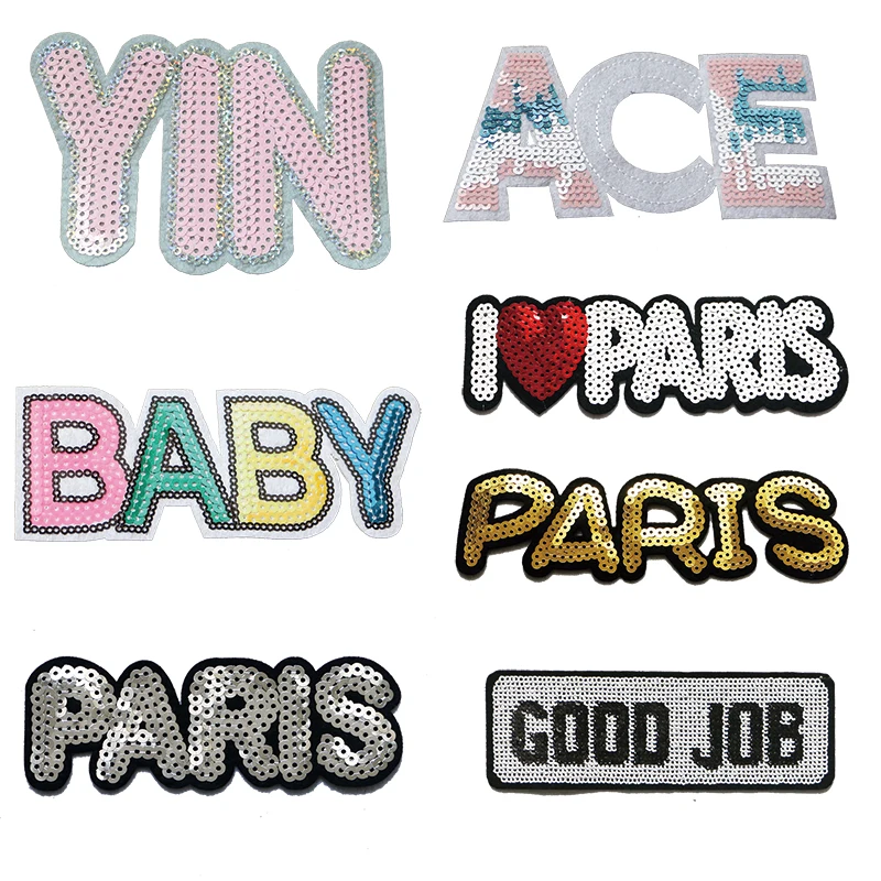 

Gold And Silver Decoration Punk Sequin Embroidery Sequin Paris Baby Decal Patch Suitable For DIY Clothes Backpack Shoes And Hats