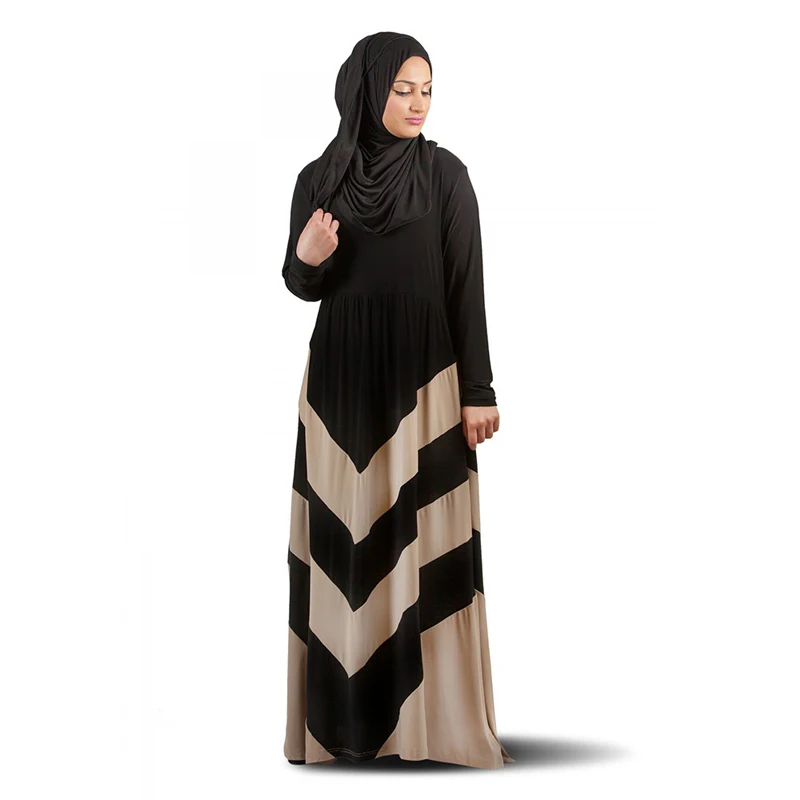 Женское платье макси с длинным рукавом Черное и абрикосовое эластичное длинное в