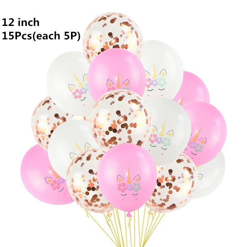 15pcs-g 10 шт. 12 дюймов Единорог латексные шары Набор DIY мультфильм Лошадь Единорог шары принцесса день рождения украшения свадебные шары - Цвет: 15pcs-g