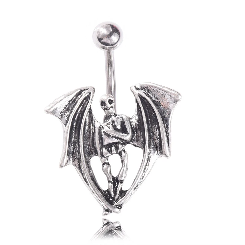 Кольцо на пупок с готическим скелетом украшение для тела из нержавеющей стали