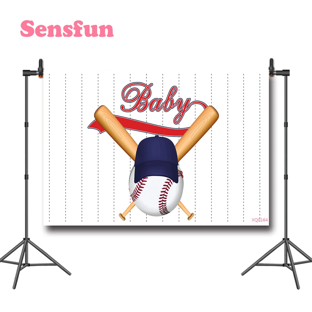 Sensfun Бейсбол фоны для фотостудии белая тема мальчики ребенок душ День Рождения