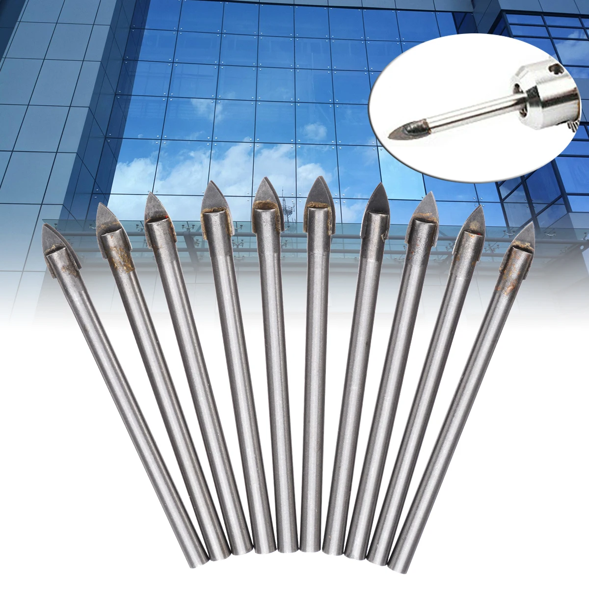 

10 Pieces Cemented Carbide Glass Drill Head 6mm Glass Drill Bit Set Ceramic Drill Bits Tungsten Carbide Drill Bit