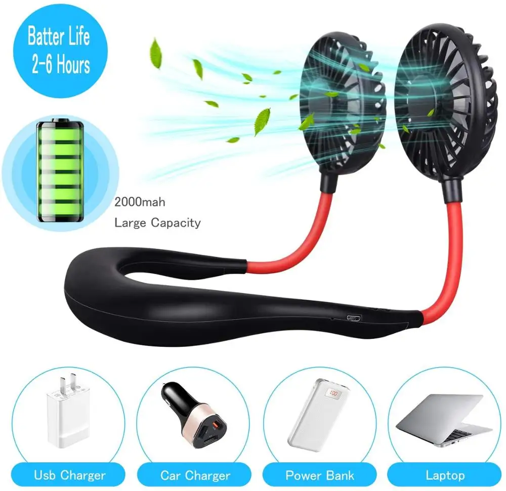 USB Перезаряжаемые мини Спорт Вентилятор шейным стол ручной двойной вентилятор