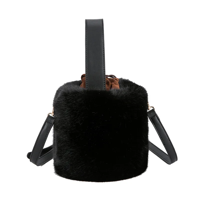 

Luxury Faux Fur Bucket Bag High Quality Women Handbag Travel Shoulder Bag Large capacity Single Shoulder Messenger Bag