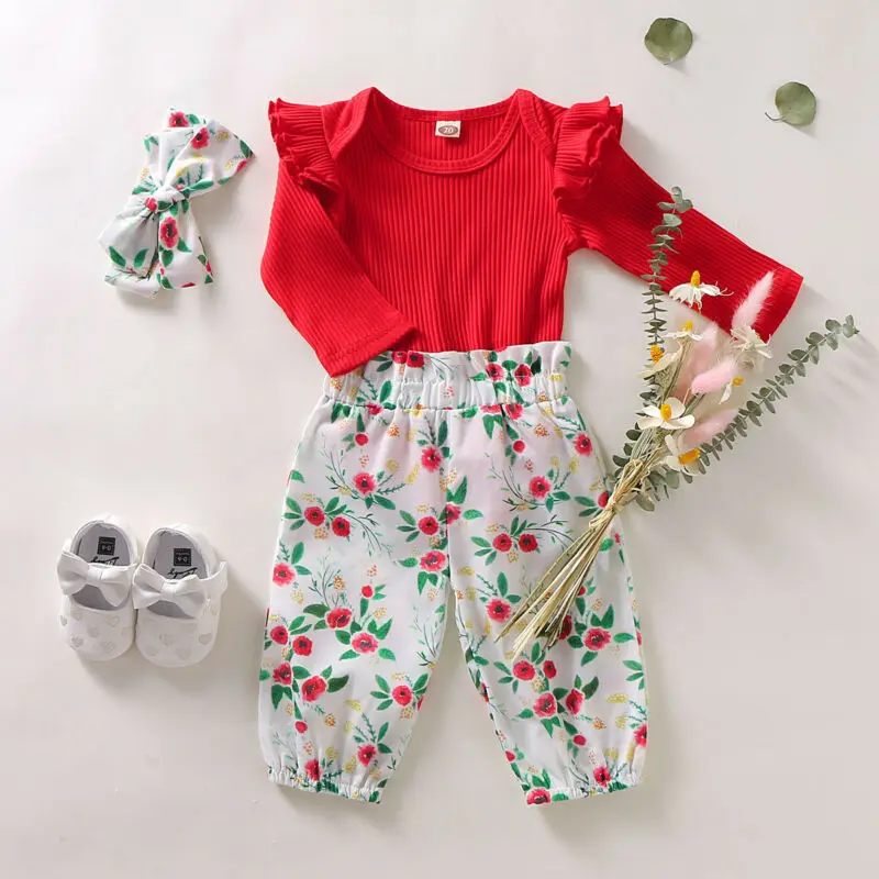 

2020 New Fashion Toddler Infant Baby Girls Kids Long Sleeve Tops+Pants 3PCS Outfits Set Clothes