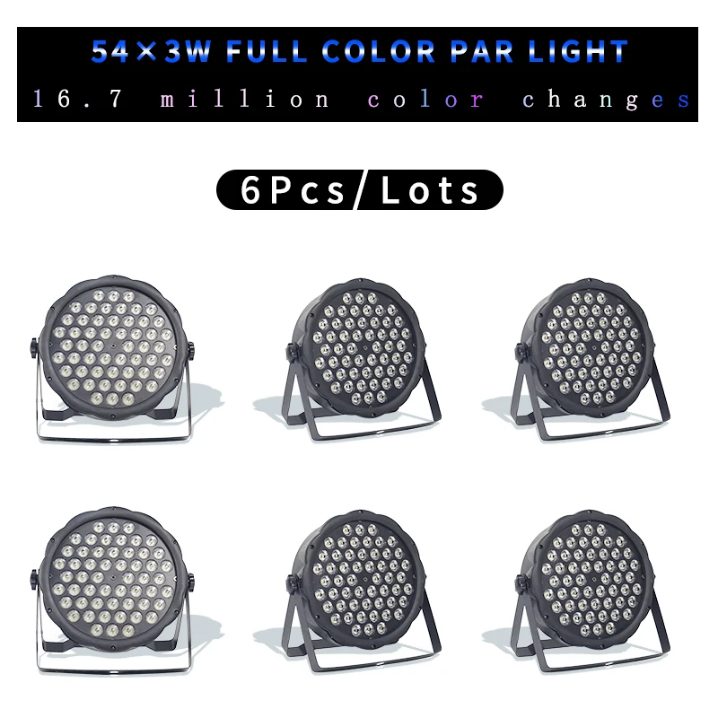 

6Pcs/lots 54x3w Led Par Light RGBW Colorful 54*3W Par LED Wall Washer Disco Light With DMX Controll Stage Effect Lighting