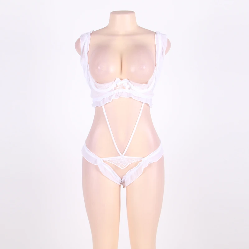 white bra set Comeondear женский белый кружевной сексуальный комплект нижнего белья женский бюстгальтер с открытыми чашками стринги экзотический комплект нижнего белья микро бикини RA80131 - Цвет: white bra set
