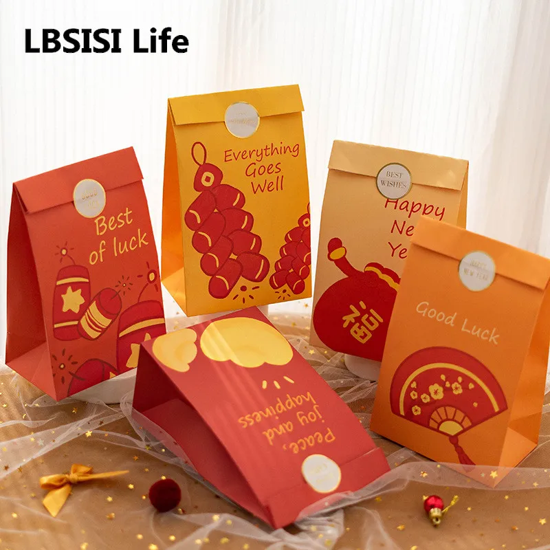 

Китайское Новогоднее печенье из миндаля и нуги LBSISI Life 6 шт., Подарочный пакет из сладких конфет, упаковка для печенья, весенний модный вечерн...